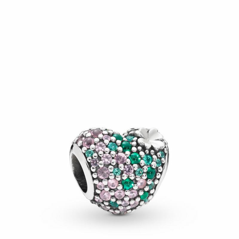 Pandora Gleaming Clover Heart Charm Silver Egypt CH3986715